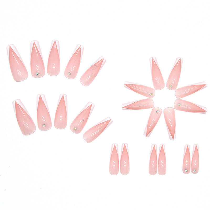 Wholesale Plastic Press on Nails Kits White Edge Long Ballet Nail Enhancement ACC-NS-MeiSu014