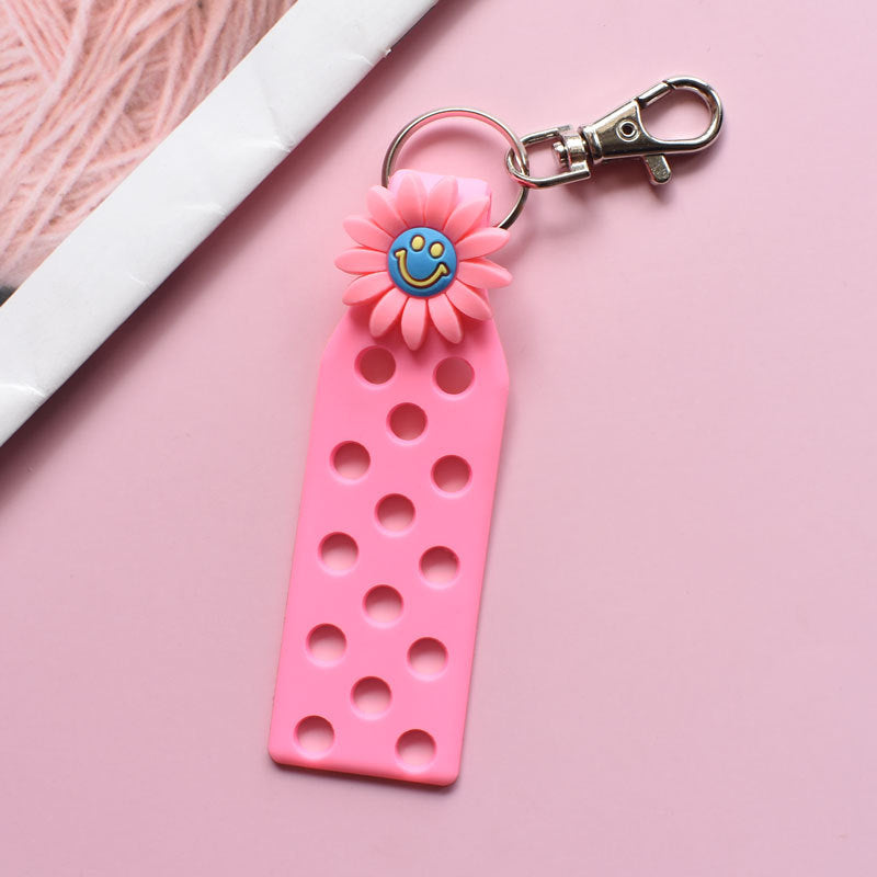 Wholesale Random 10pcs Colored Flower PVC Soft Adhesive DIY Board Keychains ACC-KC-RYY004