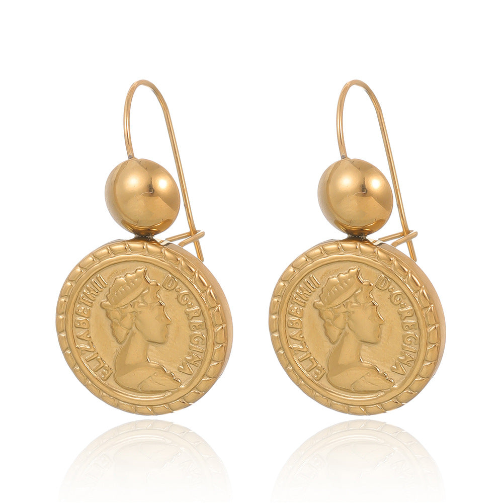 Wholesale  Stainless Steel Earrings Jewelry Geometric Round Beauty Head Earrings