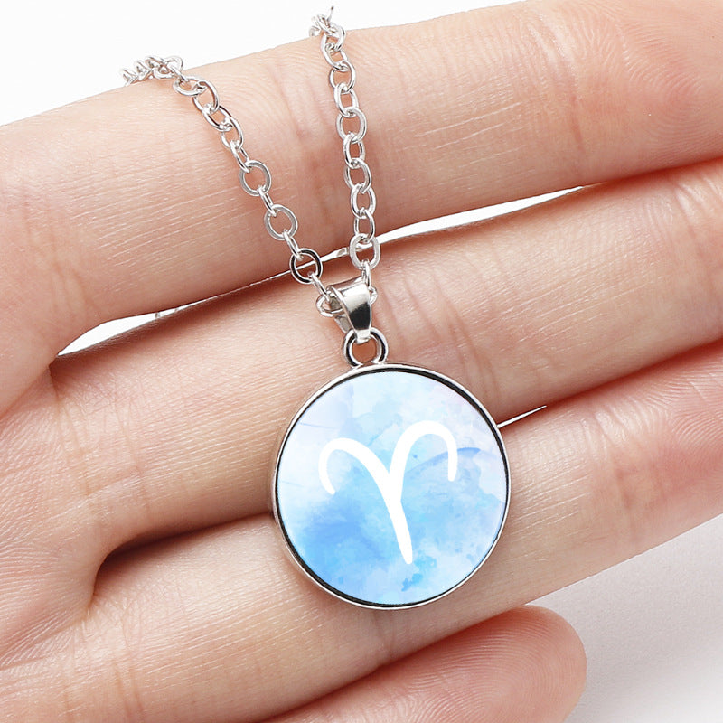 Wholesale Twelve constellation simple alloy pendant necklace