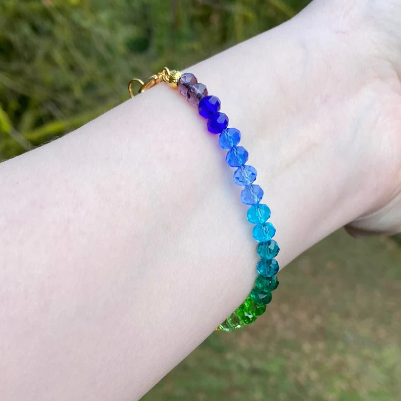 Wholesale Natural Stone Colorful Beaded Bracelet Rainbow Beads Bracelet