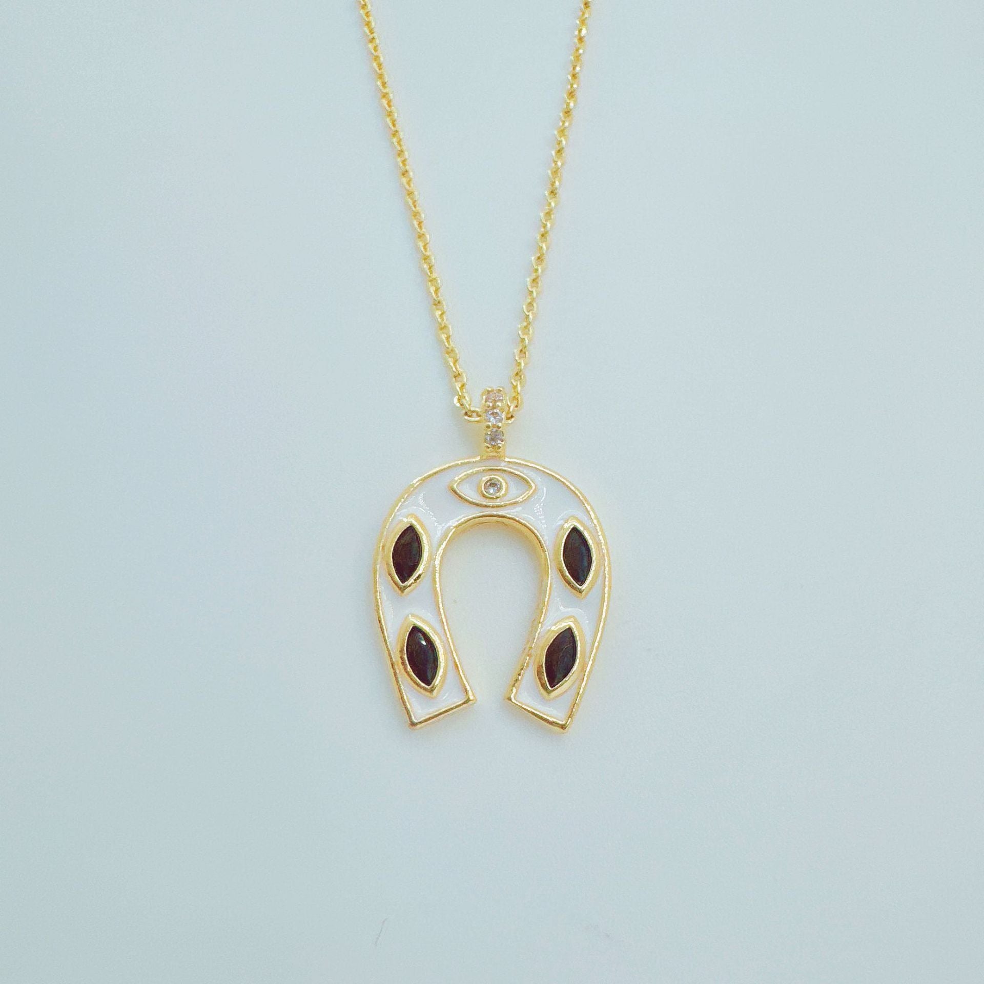 Wholesale Copper 18K Gold Plated U-Shaped Zircon Necklace Fashion Accessory