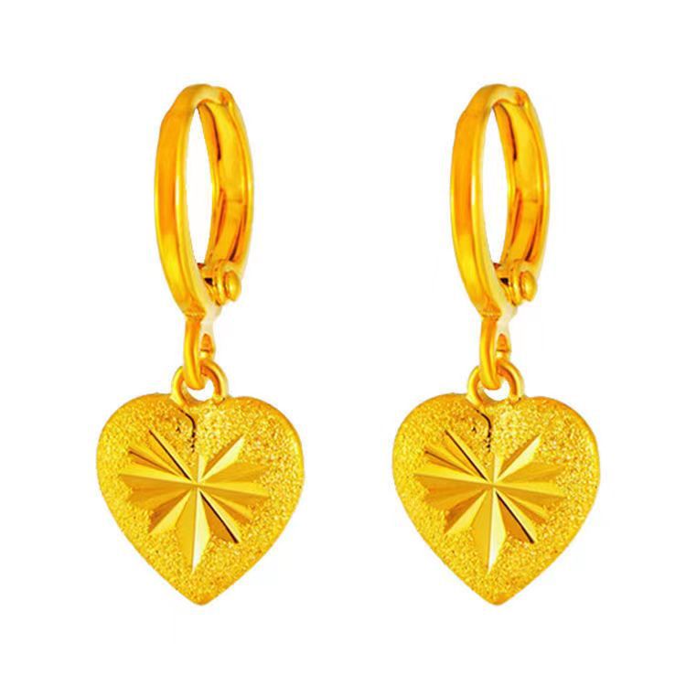 Wholesale gold plated real gold earrings heart earrings