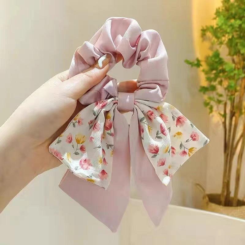 Wholesale Floral Bow Ribbon Hair Band Hair Scrunchies ACC-HS-Geyi001