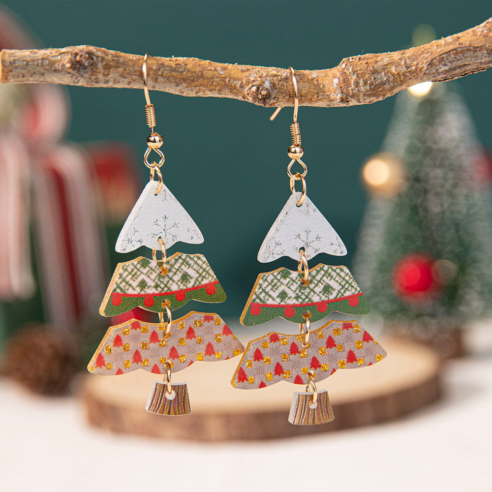 Wholesale Christmas Tree  Party Red and Green Acrylic Earrings