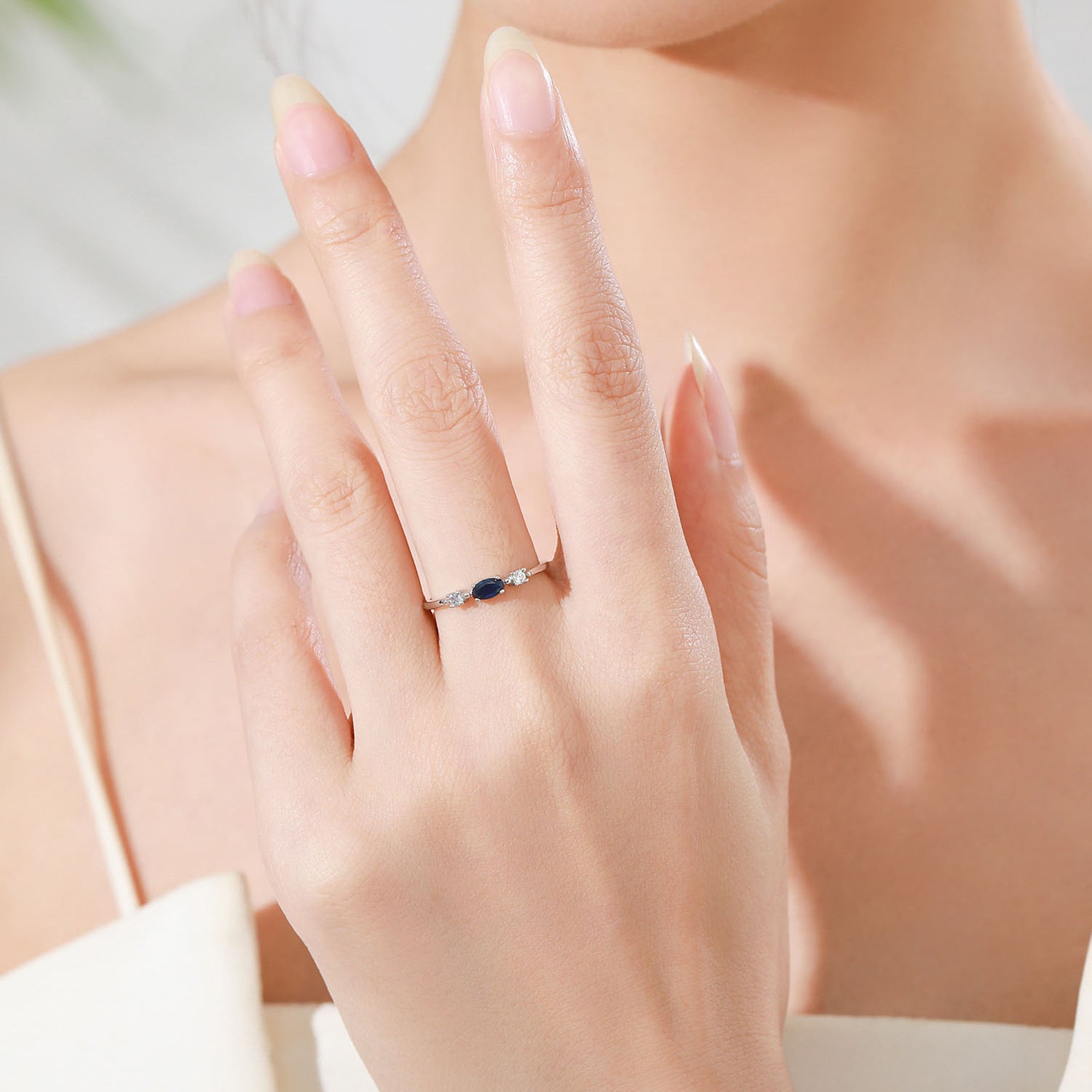 Wholesale S925 Sterling Silver Vintage Sapphire Ring