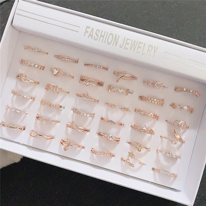 Wholesale 10pcs Micropaved Zirconia Ring Electroplated K Gold White Gold Color Preserving Ring ACC-RS-YunXi005