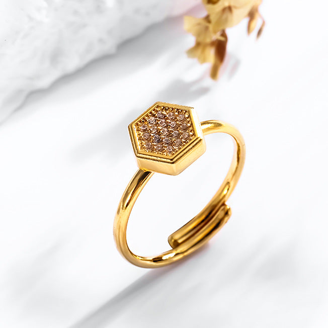 Wholesale 2PCS Titanium steel heart and flower geometric open ring