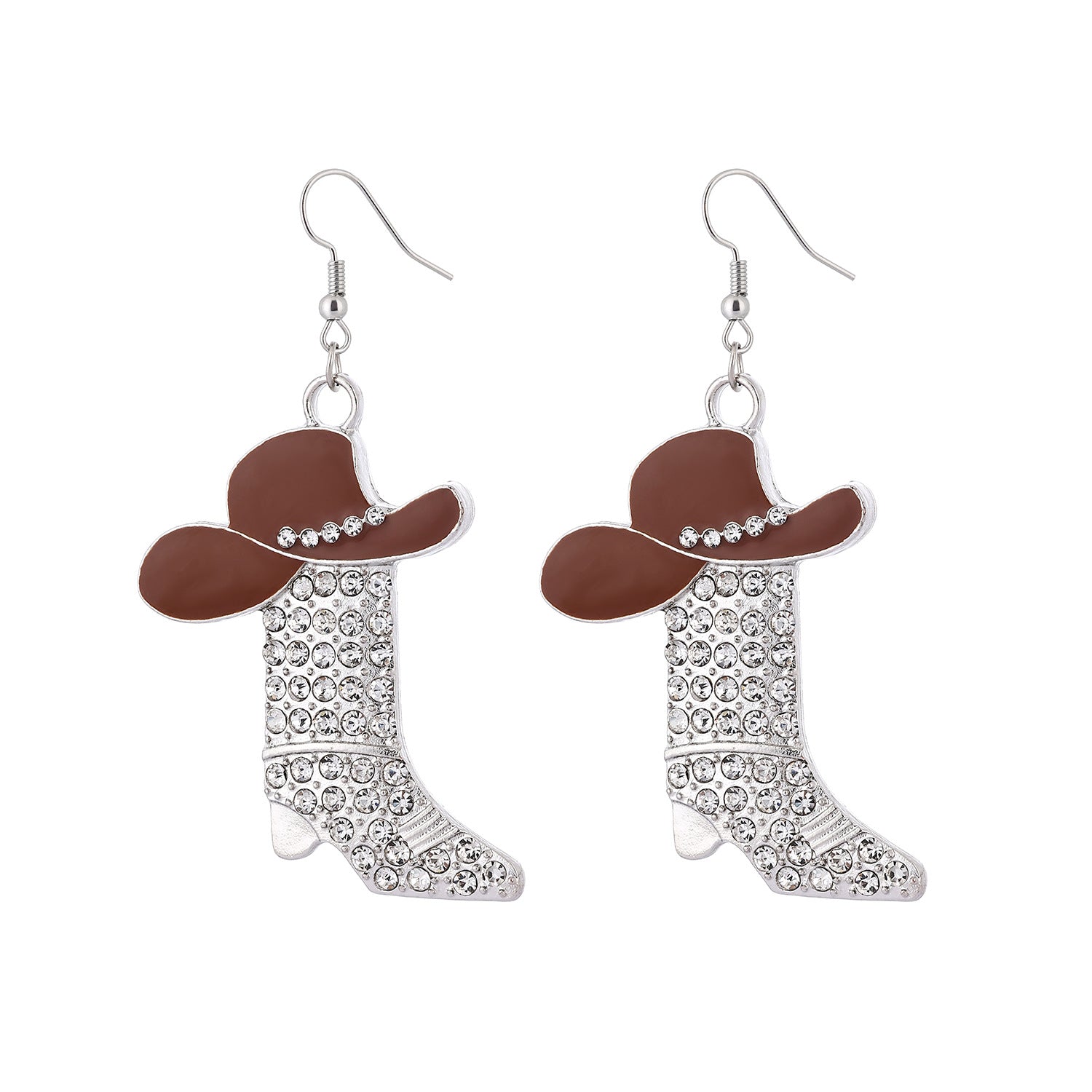 Wholesale western boots pendant earrings creative full diamond earrings