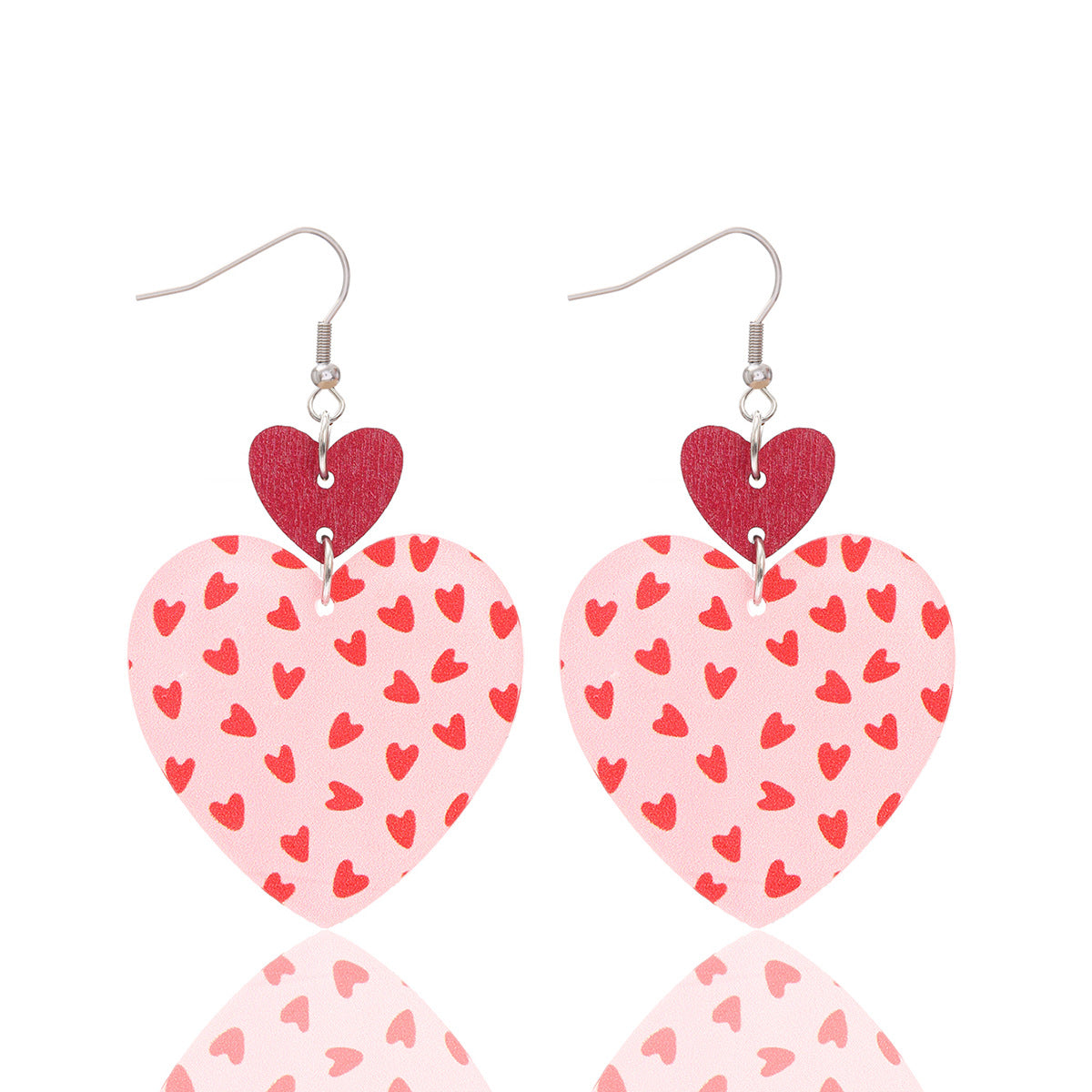 Wholesale Valentine's Day Heart Bow Round Acrylic Wooden Earrings