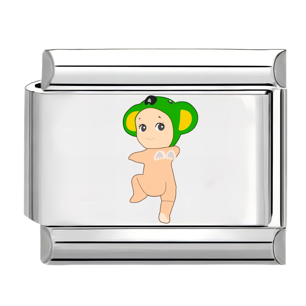 Wholesale 10pcs Italian Charm Bracelet 9mm DIY Splicing Cartoon Cute Sunshine Angel Stainless Steel Composable Bracelet