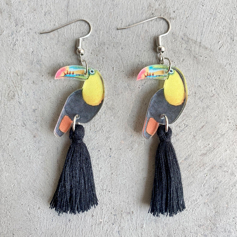 Wholesale 2 Pairs/pack Colorful Parrot Tassel Acrylic Earrings ACC-ES-HY080