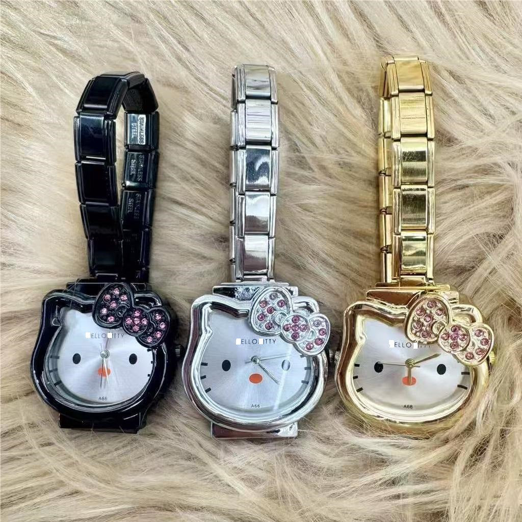 Wholesale Cute Cat Rhinestone Bow Watch,  Cartoon DIY Strap,  Unisex Fashion Accessory,  Great Gift