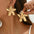 Wholesale  Floral Metal Earrings  Double Layer 3D Design Five Petal Flowers Earrings