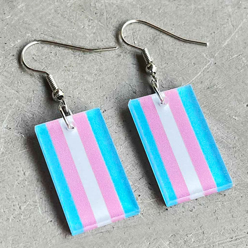 Wholesale 2 Pairs/pack LGBT Rainbow Square Acrylic Earrings Summer ACC-ES-HY006