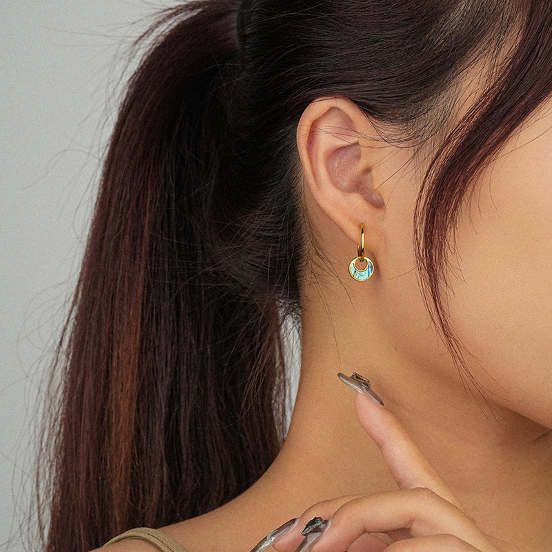 Wholesale 925 Sterling Silver Light Luxury Turquoise Shell Earrings