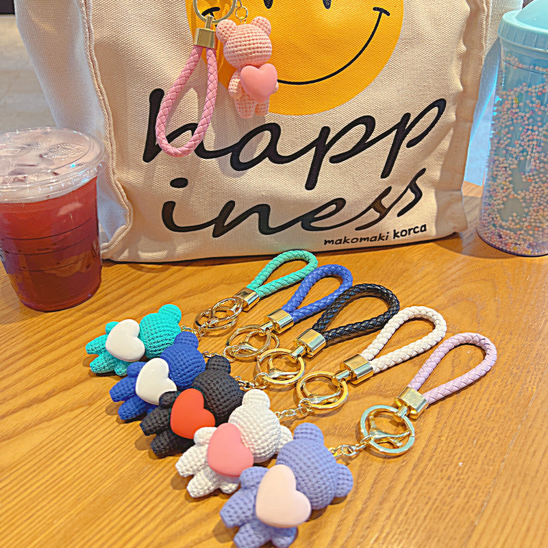 Wholesale Cute Cartoon Love-Heart Bear Schoolbag Car Keychains