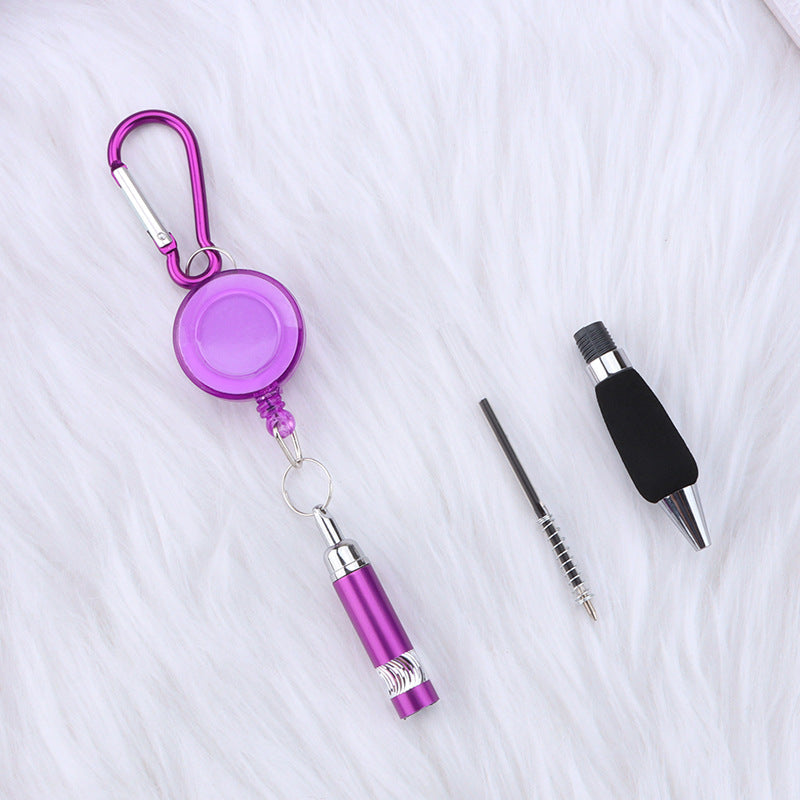 Wholesale Metal Stretch Easy To Pull Buckle Pull Line Mountaineering Keychain Ballpoint Pen ACC-PN-JinBN024