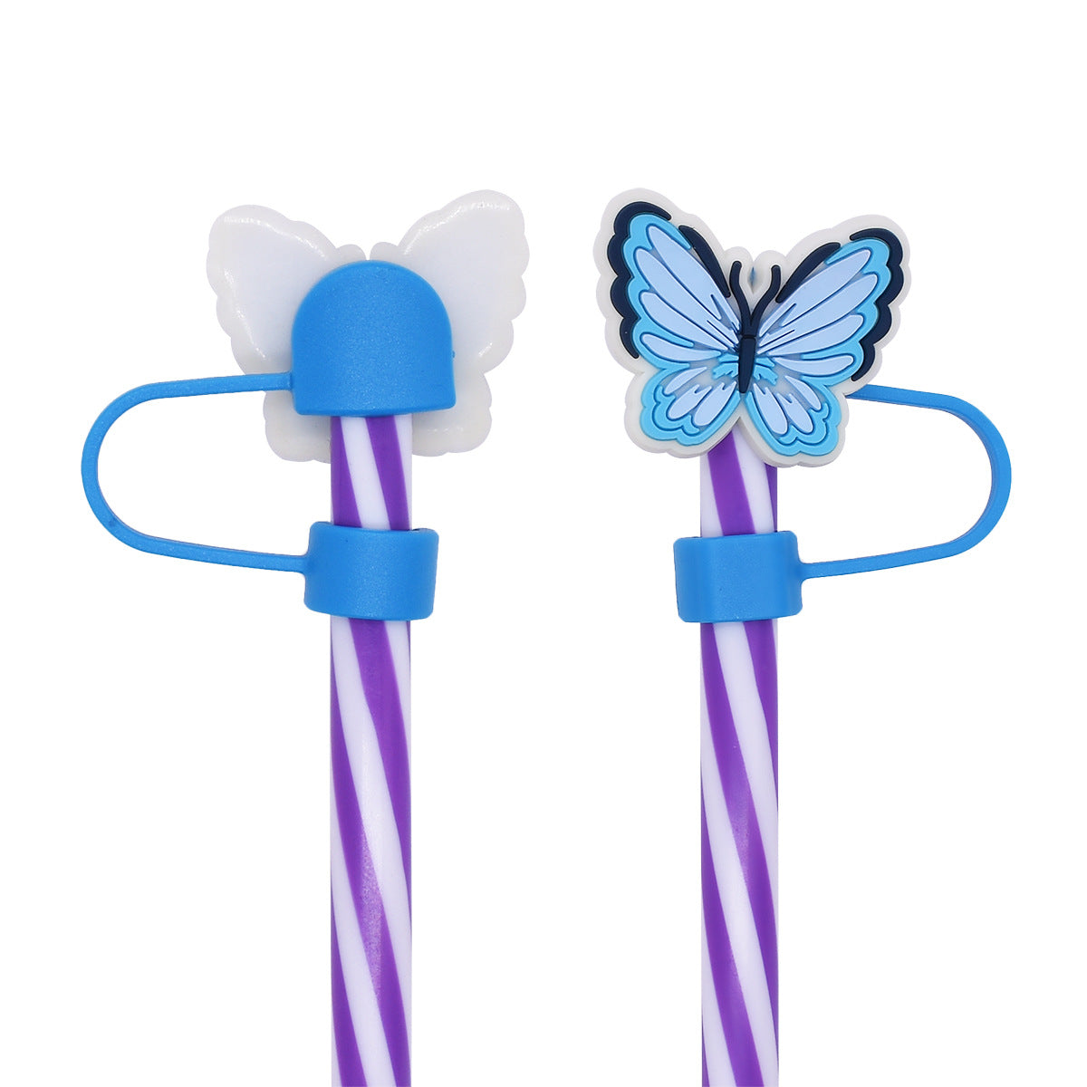 Wholesale Random 100pcs 10mm Straw Tube Cap Colored Butterfly PVC Soft Rubber Straw Plugs ACC-SCR-RYYY020