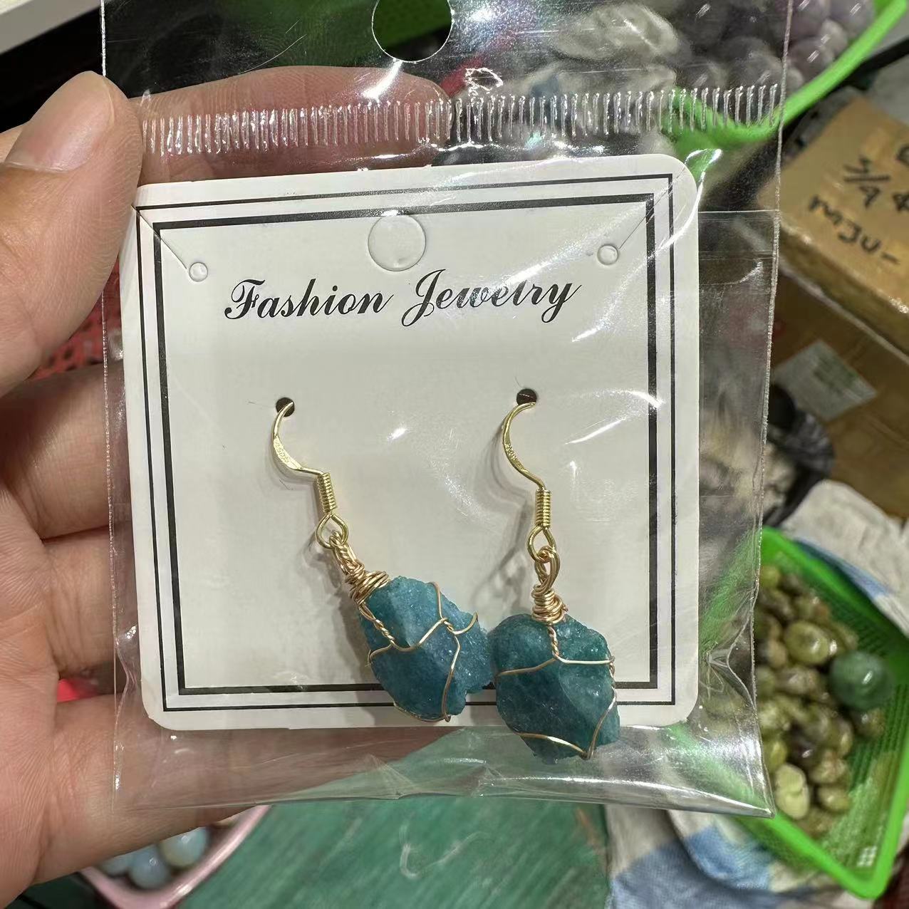 Wholesale Natural Crystal Irregular Rough Stone Handmade 18K Gold Wire Wound Citrine Earrings ACC-ES-XiuK001