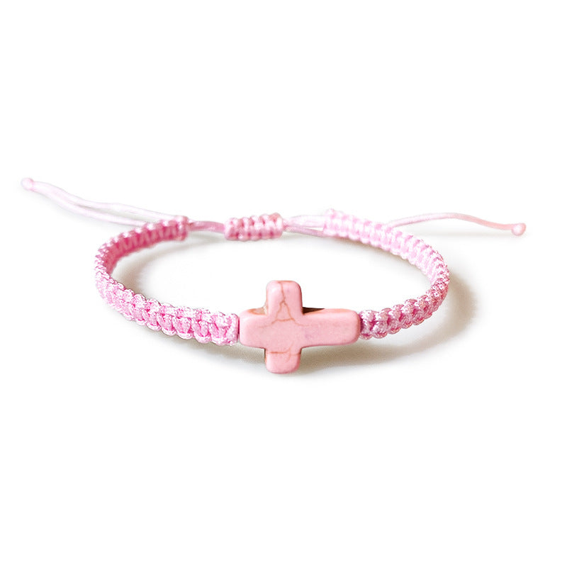 Wholesale Turquoise Cross Hand-woven Hand Rope Adjustable Bracelet