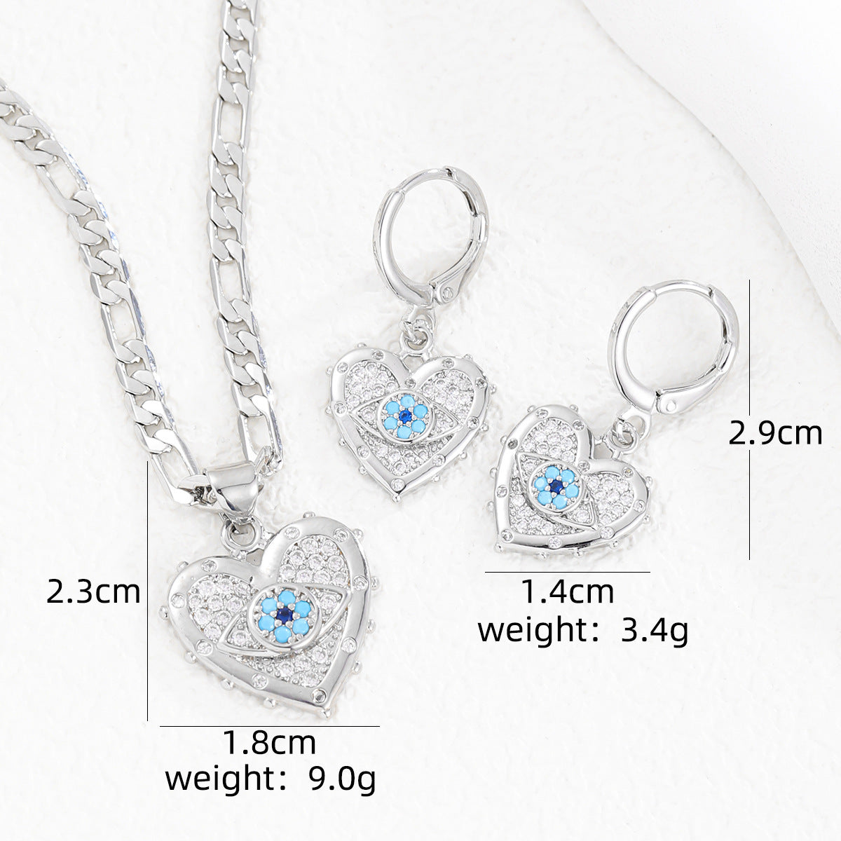 Wholesale Devil's Eye Diamond-encrusted Copper Necklace Set