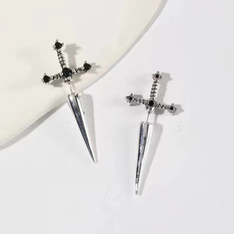 Wholesale Gothic Exaggerated Dagger Crystal Earrings