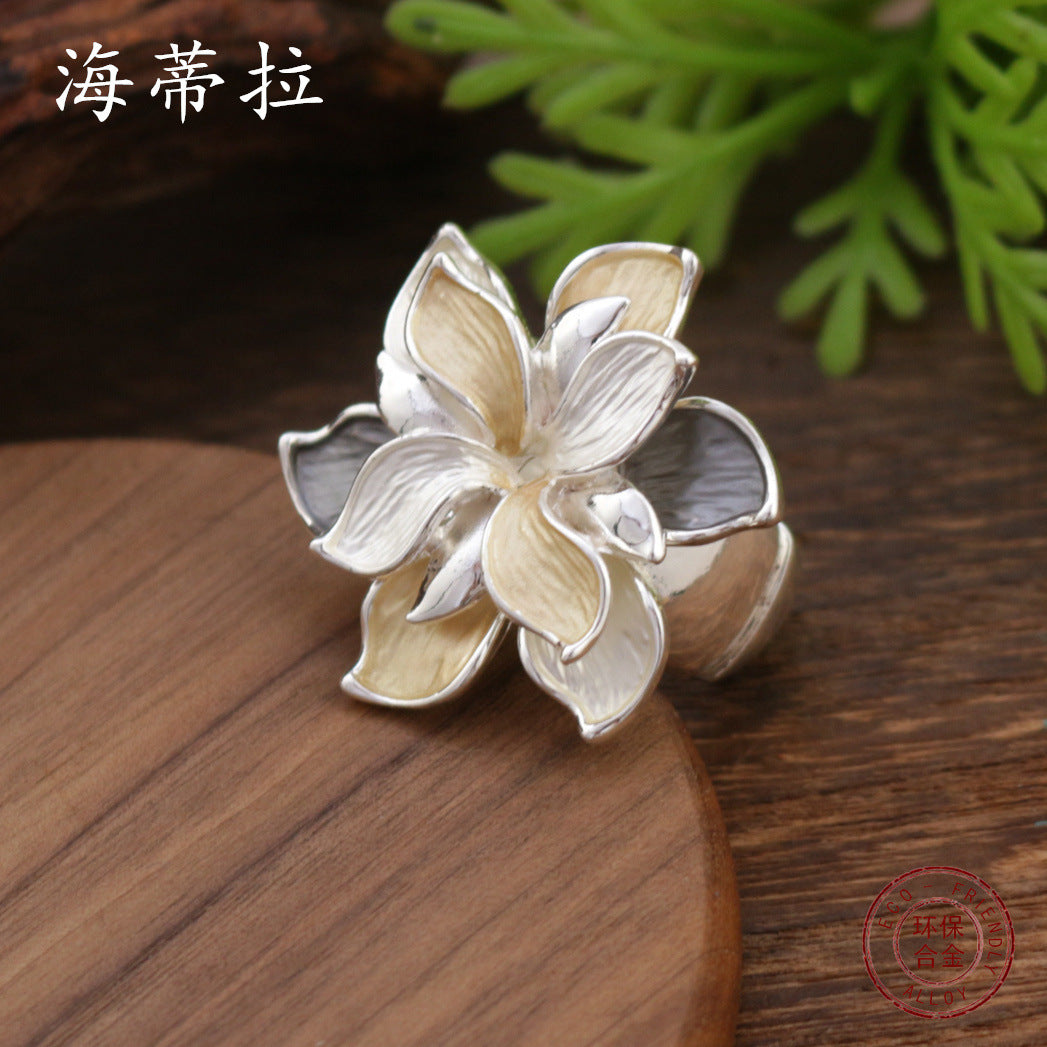 Wholesale color painting oil daffodil stretch ring