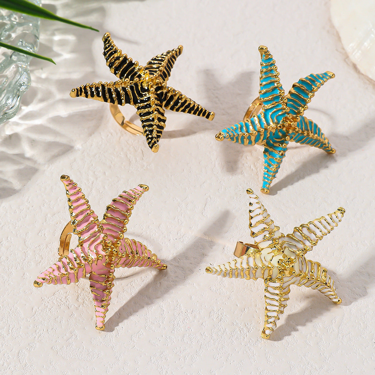 Wholesale Beach holiday style starfish necklace open ring