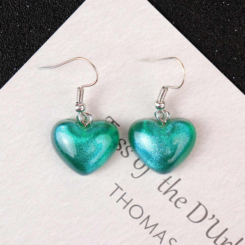 Wholesale Valentine' s Day Resin Flat Pearl Heart Earrings