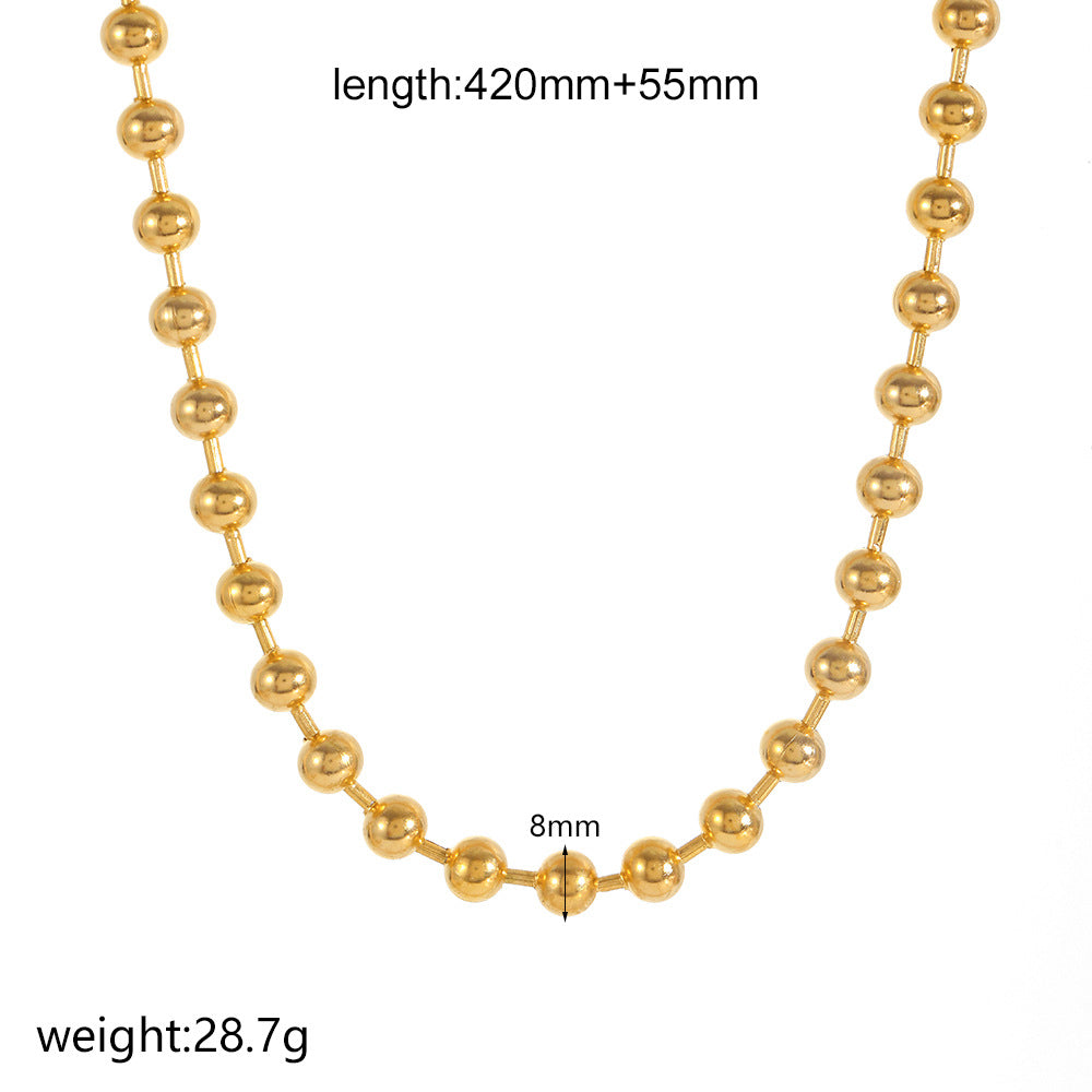 Wholesale Cross-border Europe and the United States love necklace ladies 18K gold color peach heart personality fashion pendant necklace titanium steel ball bead chain