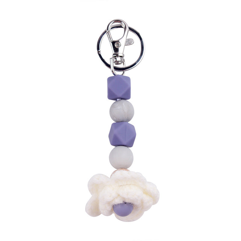 Wholesale Wool Flower Silicone Beaded Keychain ACC-KC-GuangTian051