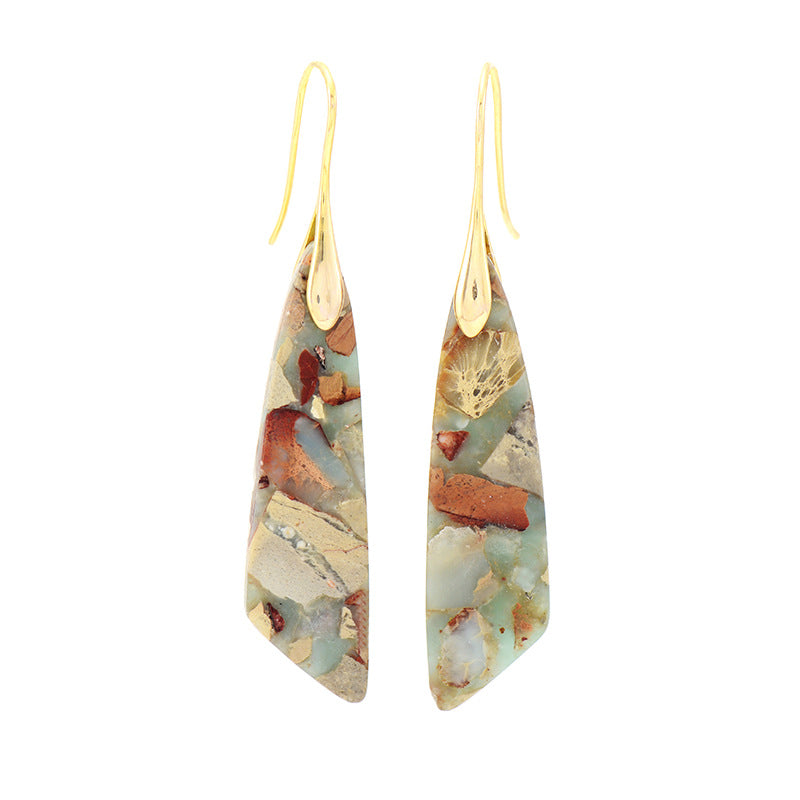 Wholesale Bohemian Imperial Stone Natural Stone Geometric Dangle Earrings ACC-ES-LZ001