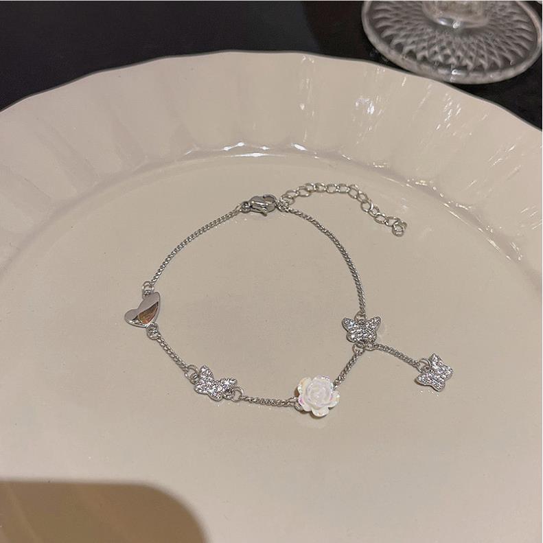 Wholesale Bow Butterfly Titanium Steel Diamond Bracelet Bow Bracelets Butterfly Bracelets ACC-BT-LvSha001