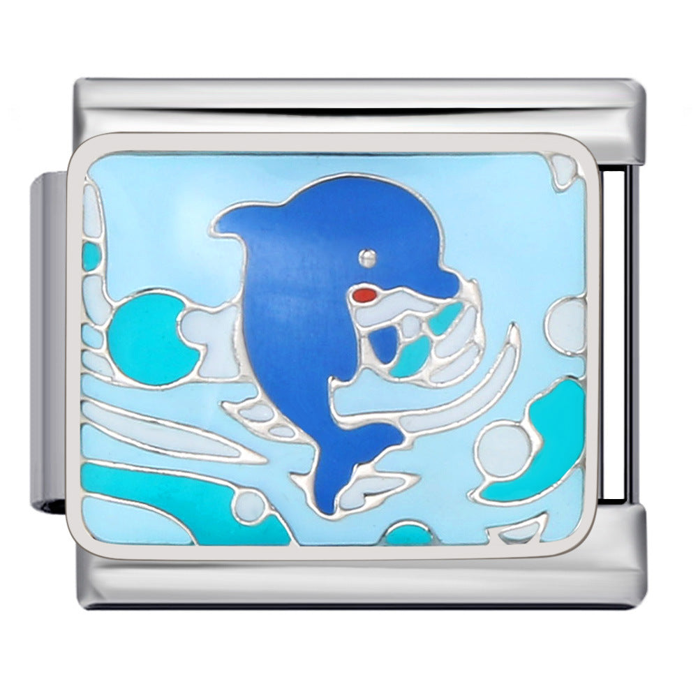 Wholesale Italian Charm Bracelet 9mm DIY Splicing Removable Marine Life Stainless Steel Composable Bracelet