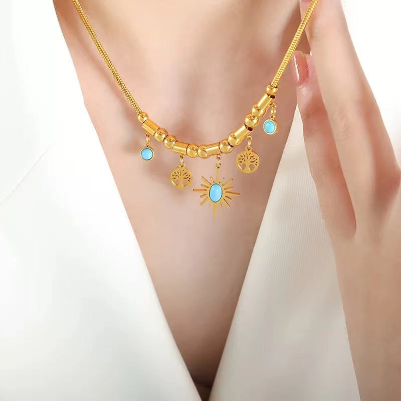 Wholesale Light Luxury Turquoise Pendant Bracelet Necklace