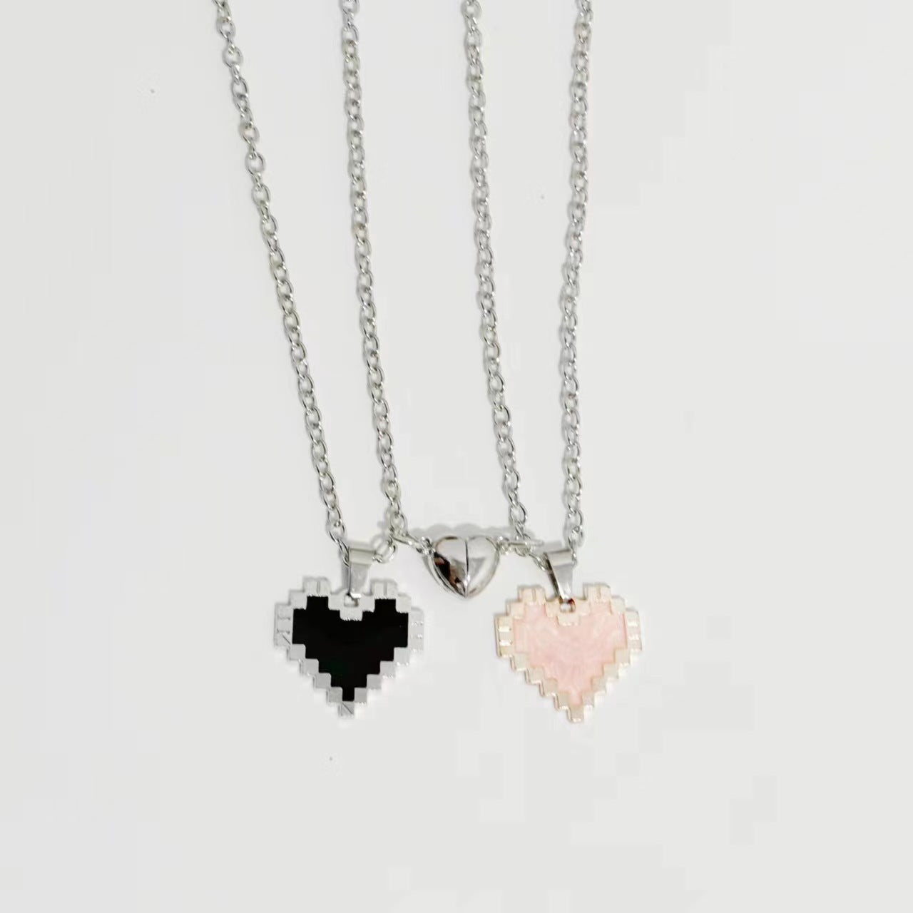 Wholesale Couple Heart Inlaid Magnetic Valentine's Day Necklace