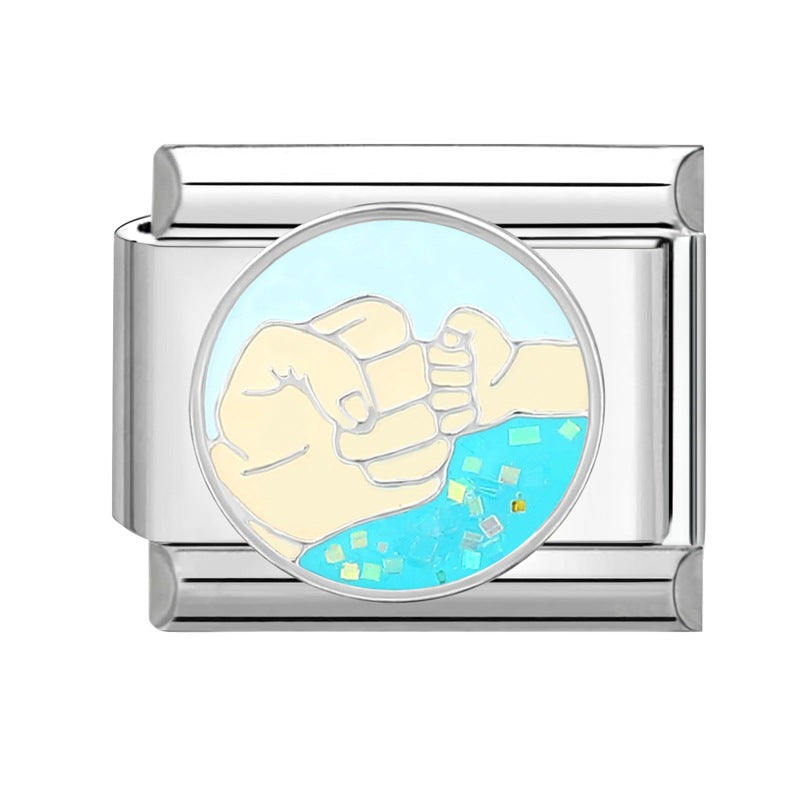 Wholesale  Italian Charm Bracelet 9mm DIY  Blue Series Creative Stainless Steel Composable Bracelet