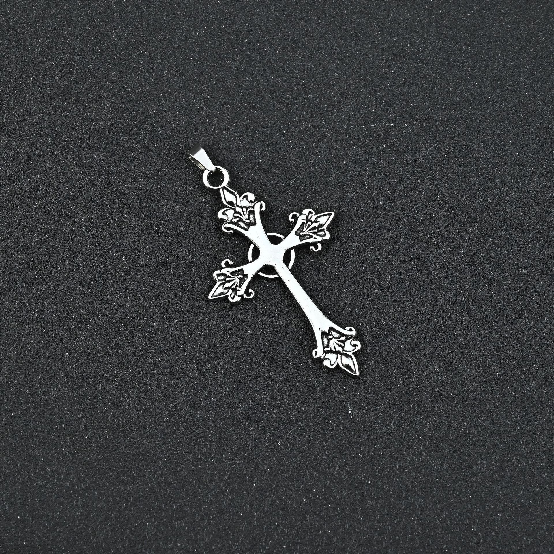 Wholesale Zinc Alloy Electroplated Diamond Cross Pendant Necklace Retro Street Style Fashion Jewelry Accessory For Casual Gift