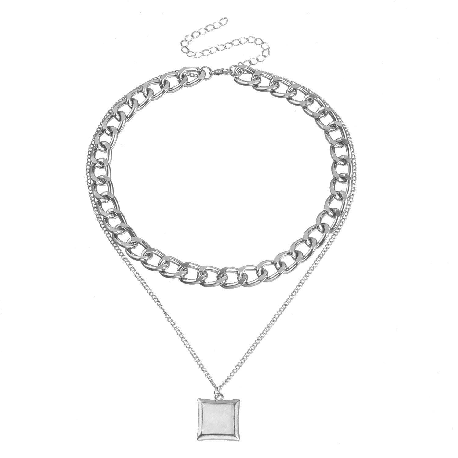 Wholesale Double Layer Geometric Round White Mother-of-pearl Pendant Necklace Choker Necklace ACC-NE-Miaosi007