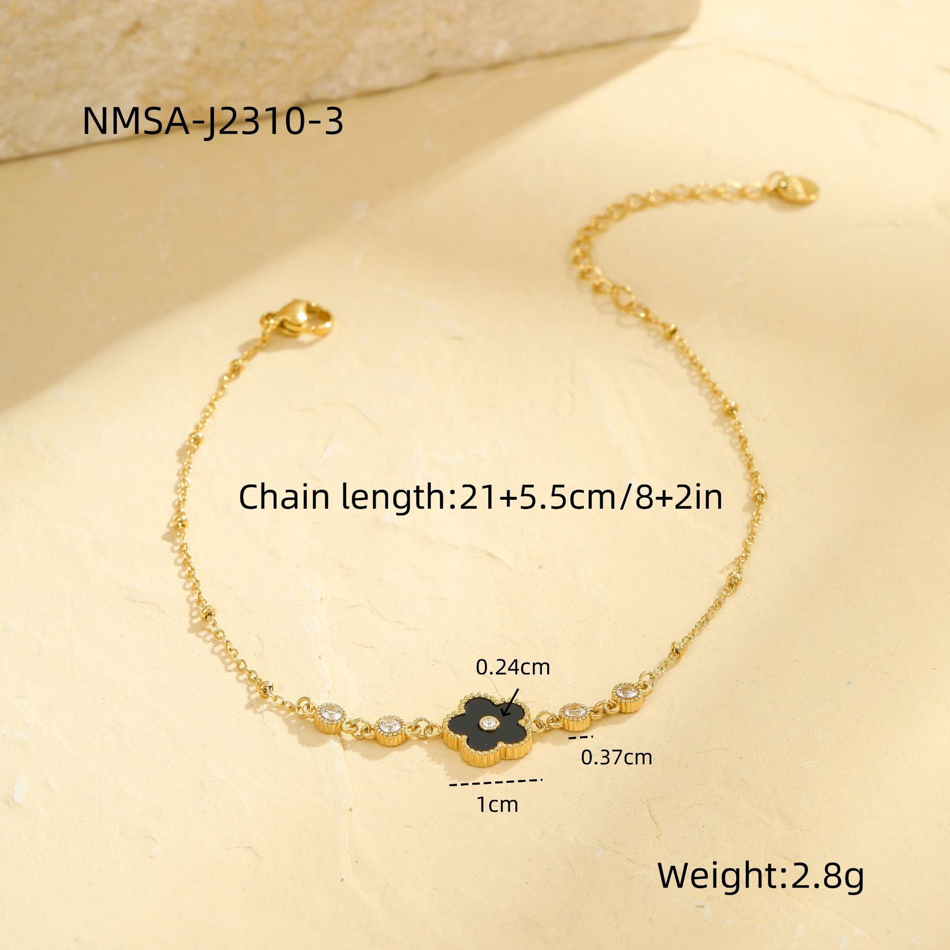 Wholesale  stainless steel 18k golden five leaf flower anklet