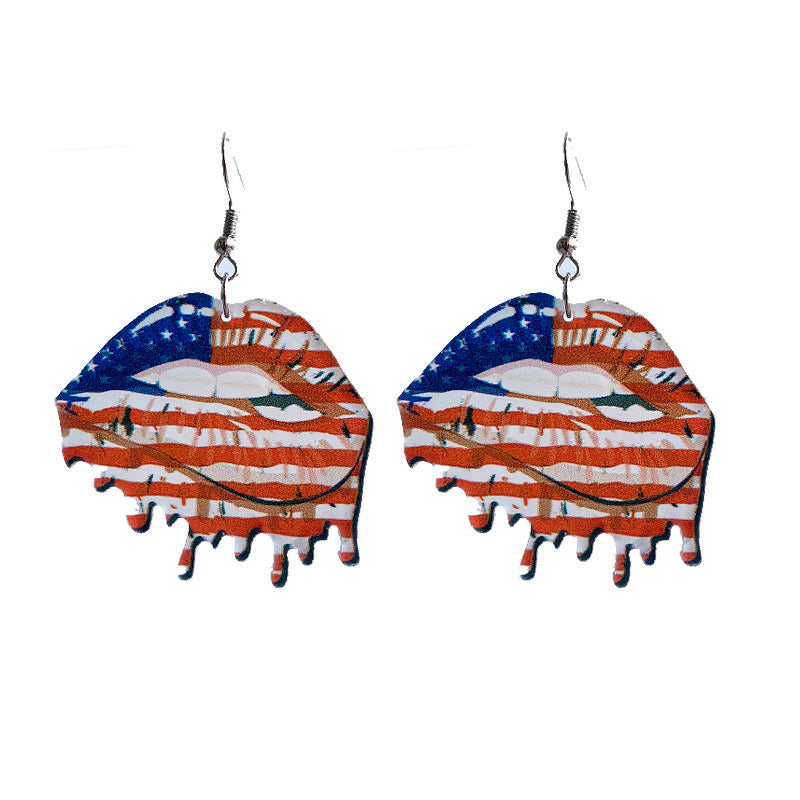 Wholesale 2 Pairs/pack American Flag LGBT Rainbow Lips Acrylic Earrings Independence Day ACC-ES-HY066