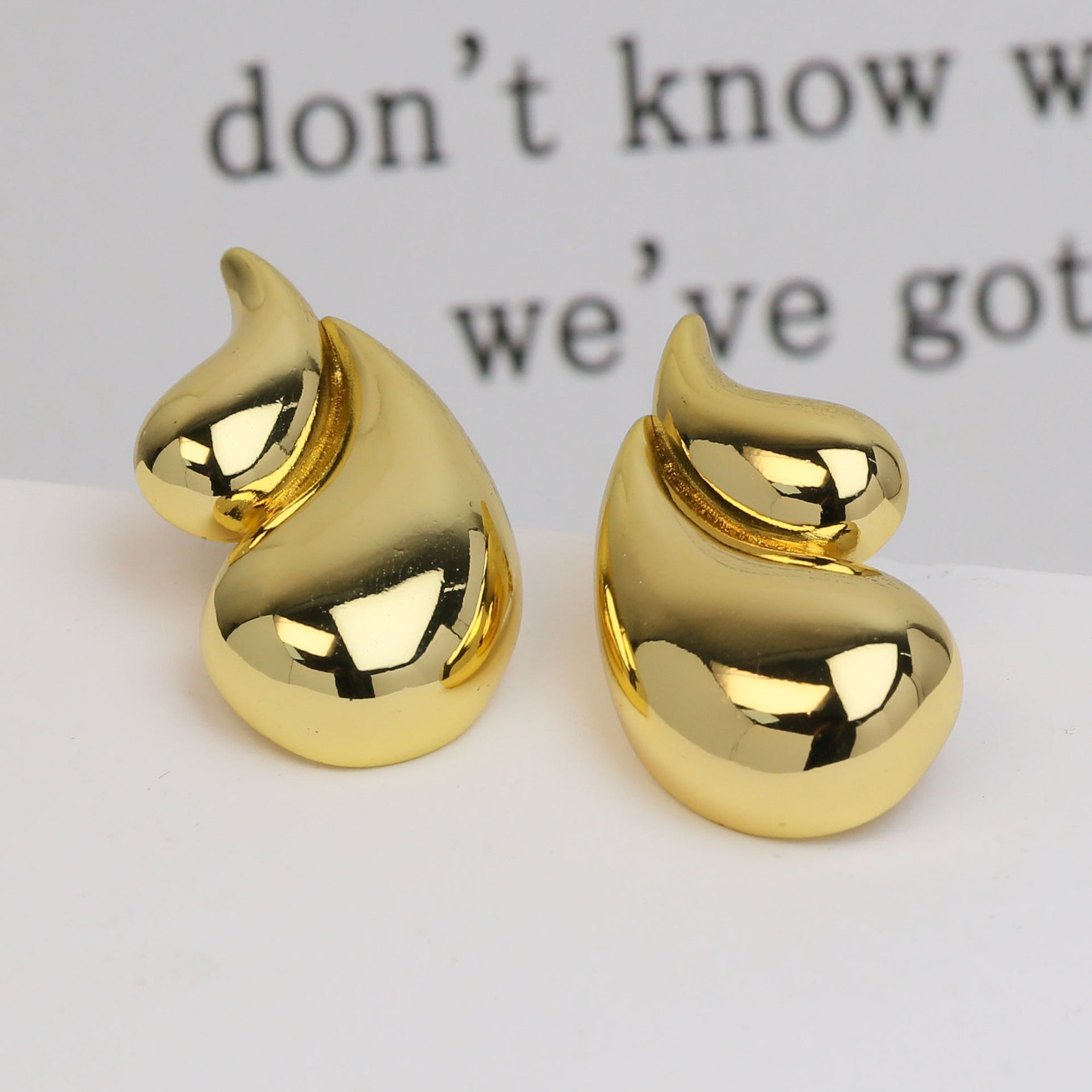 Wholesale 18K Gold Double Water Drop Brass Earrings Geometric Earrings