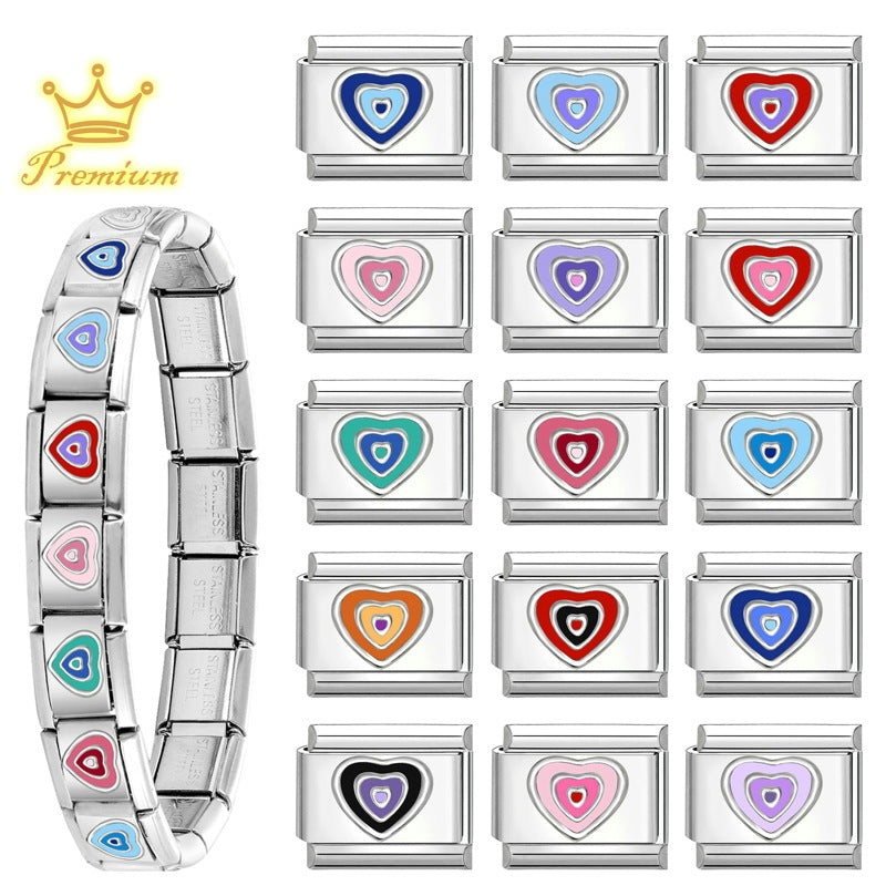 Wholesale Electroplated Stainless Steel Multicolor Heart Pendants DIY Jewelry Accessory