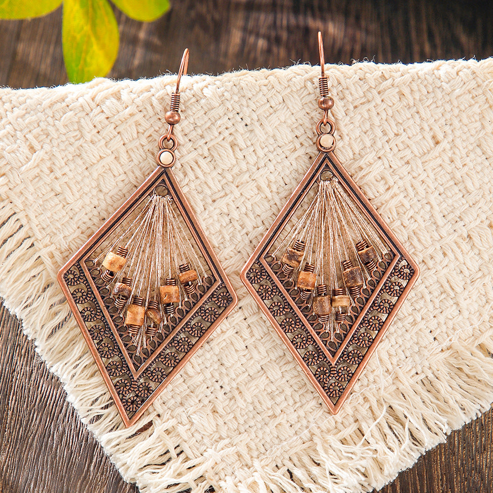 Wholesale Retro Bohemian Ethnic Hollow Tassel Earring Set Zinc Alloy Boutique Resale