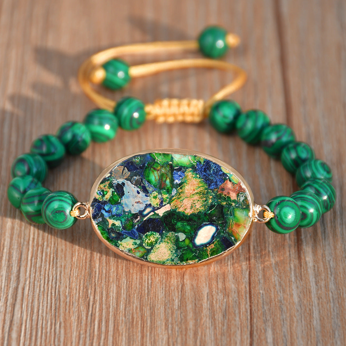 Wholesale Fashion Malachite Beaded Bracelet Handmade Multi-layer Crystal Jewelry for Women Everyday Wear