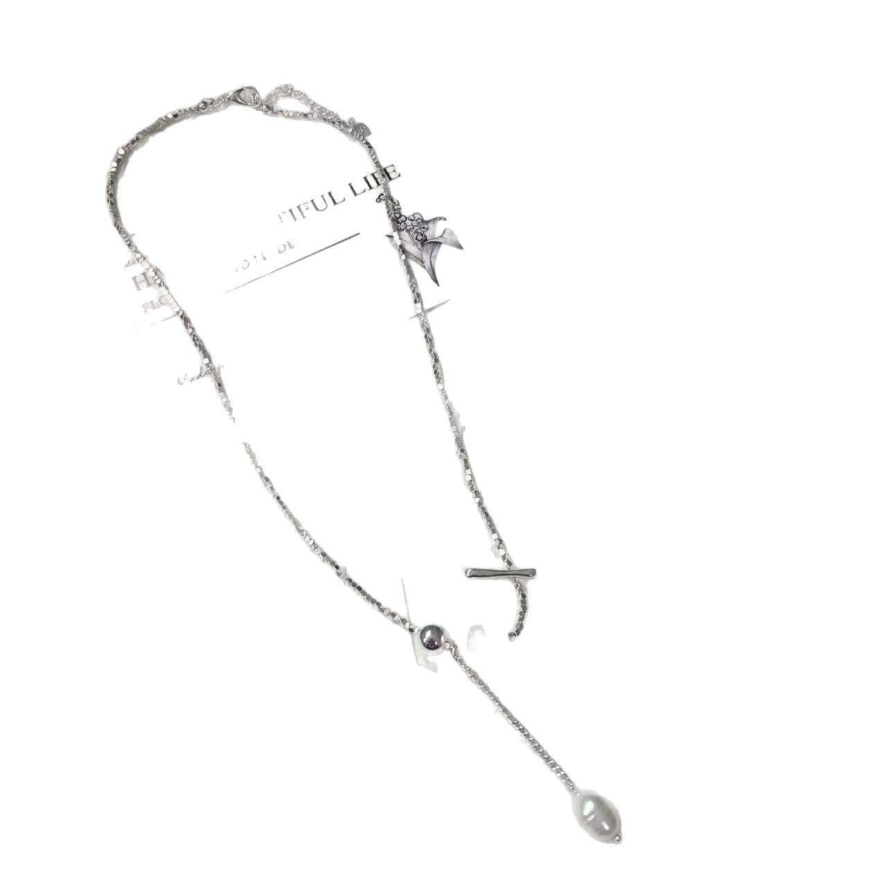 Wholesale Pearl tassel silver necklace