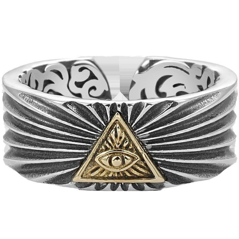 Wholesale Retro Unisex All-Seeing Eye Adjustable Open Ring Metal Electroplated Fashion Accessory