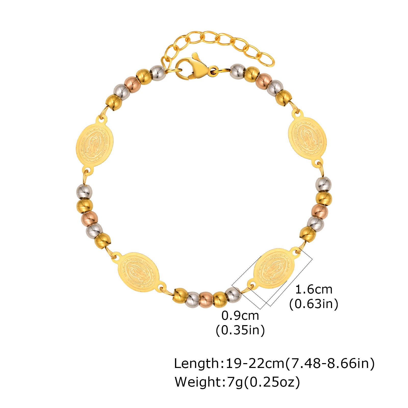 Wholesale Chic Gold Tone Stainless Steel Round Bead Bracelet For Women Everyday Fashion Accessory