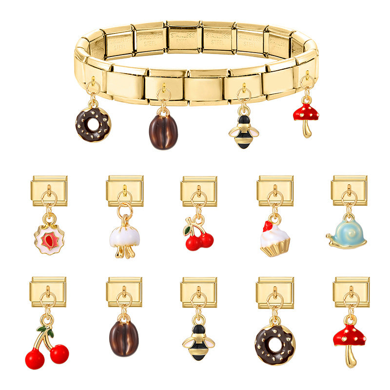 Wholesale  Italian Charm Bracelet 9mm DIY Splicing Cute Creative Stainless Steel Composable Bracelet